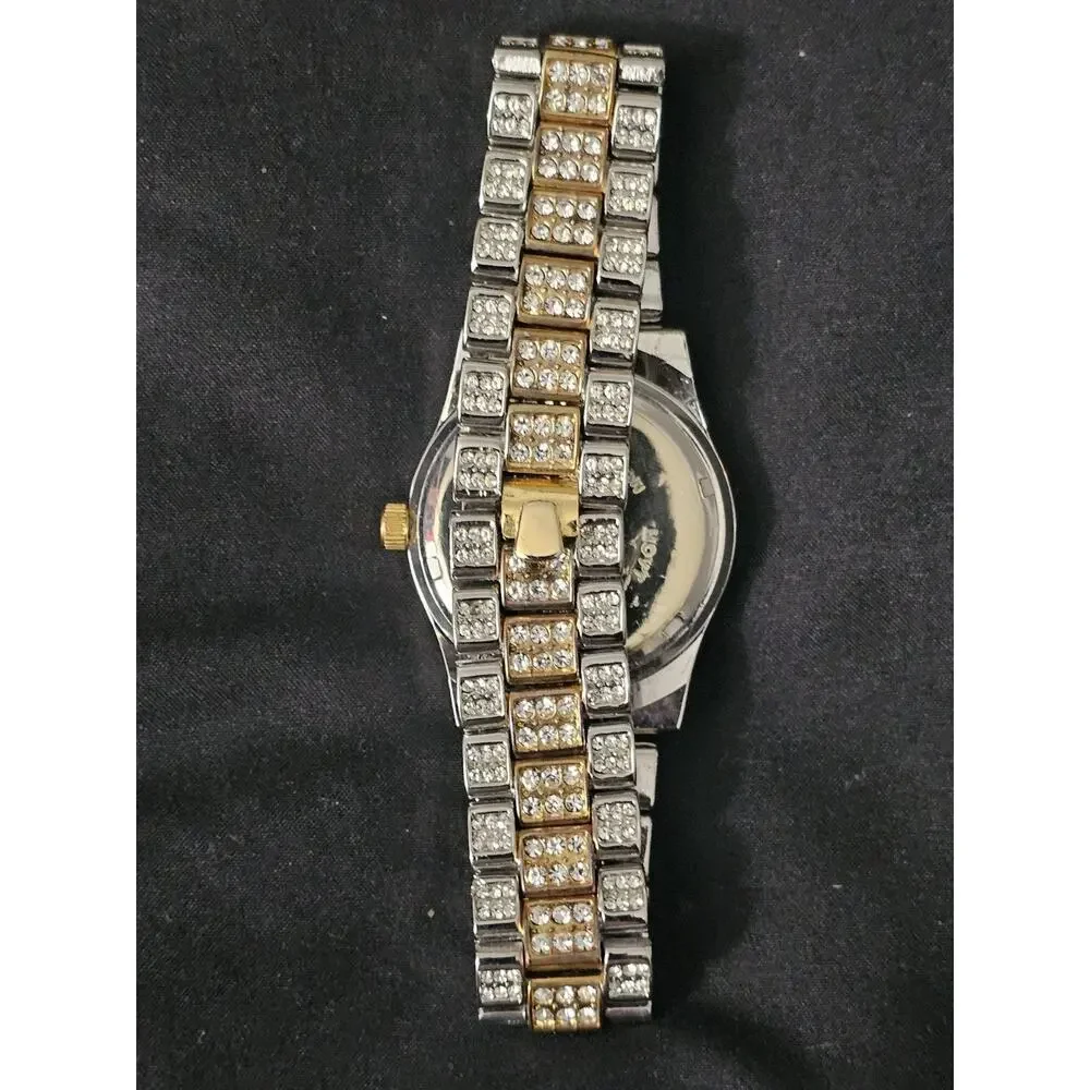 35.4mm Geneva Elite Quartz Analog Silver/gold tone stainless Steel Watch w/Box